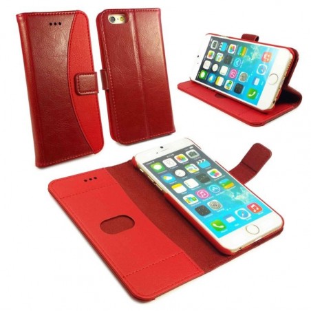 Tuff-Luv Lederen staande positie portemonnee hoes / scherm bescherming voor iPhone 6 / 6s Plus- Rood