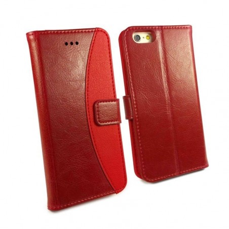 Tuff-Luv Lederen staande positie portemonnee hoes / scherm bescherming voor iPhone 6 / 6s Plus- Rood