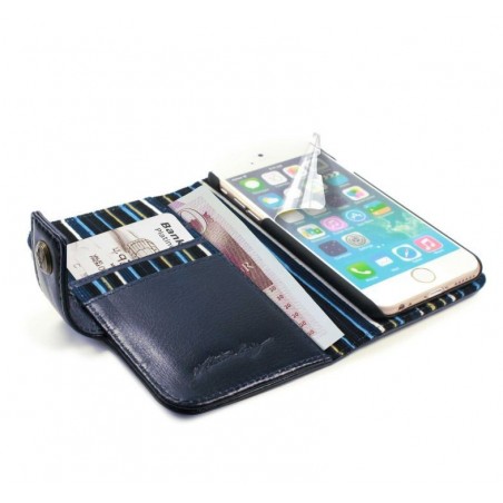 Alston Craig Echt Leren Magnetische Portemonnee Hoesje met RFID Bescherming Iphone 7 Plus - Blauw