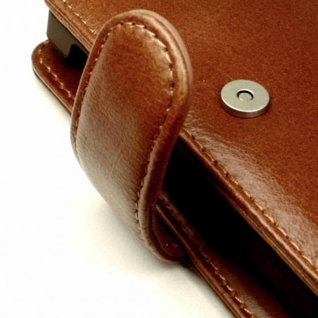 Tuff-Luv - Vintage Lederen portemonnee hoes met screenprotector voor Nokia X en X+ - Bruin