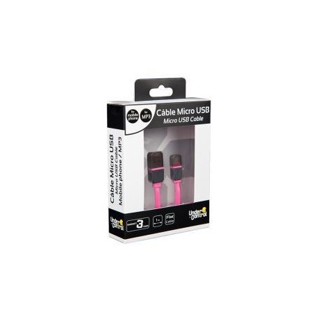 Under Control Flat Micro USB Cable 1M, Pink
