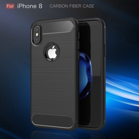 Tuff-luv - Carbon Fiber stijl TPU, Schockbestendige achterkant voor de Apple iPhone X case - grijs