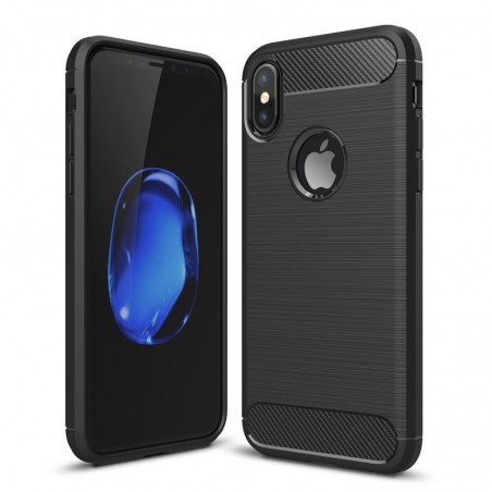 Tuff-luv - Carbon Fiber stijl TPU, Schockbestendige achterkant voor de Apple iPhone X case - zwart