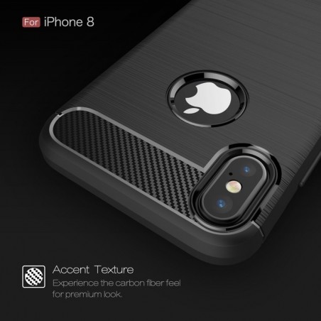 Tuff-luv - Carbon Fiber stijl TPU, Schockbestendige achterkant voor de Apple iPhone X case - zwart