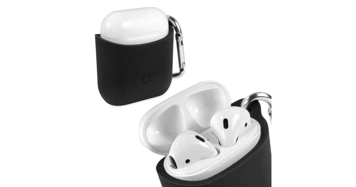 Tuff-luv - Siliconen hoesje voor de Apple airpods  headphones - zwart