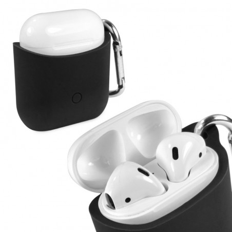 Tuff-luv - Siliconen hoesje voor de Apple airpods  headphones - zwart