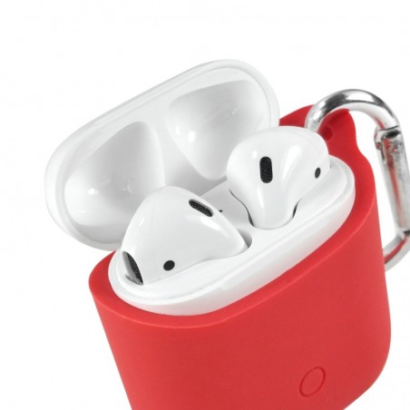 Tuff-luv - Siliconen hoesje voor de Apple airpods  headphones - rood