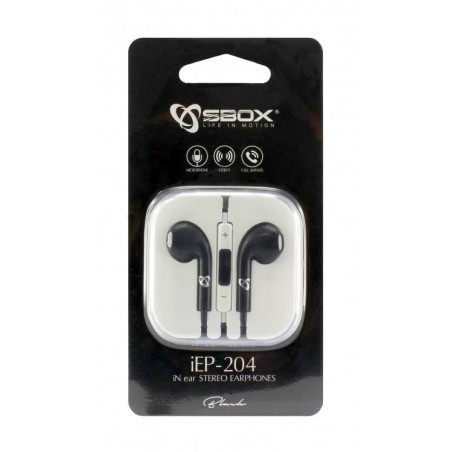 Sbox in-ear koptelefoon bedraad apple look IEP-204 Zwart 3.5 jack
