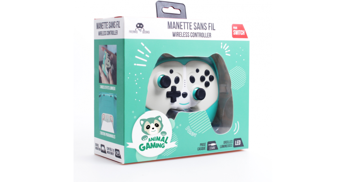 Freaks and Geeks Switch draadloze bluetooth Gamepad panda voor kids -  groen