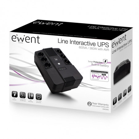 Ewent EW3945 UPS Line-interactive 600 VA 360 W 1 AC-uitgang(en)
