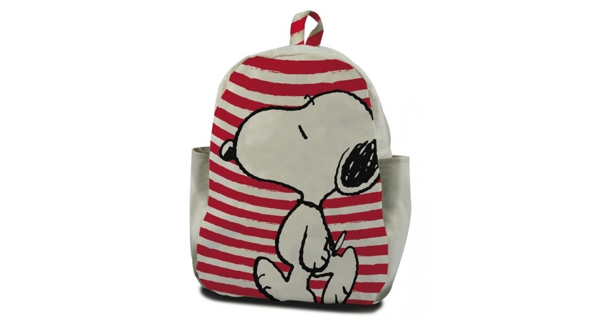 Snoopy - Rugzak - 30 cm hoog - wit met rood gestreept