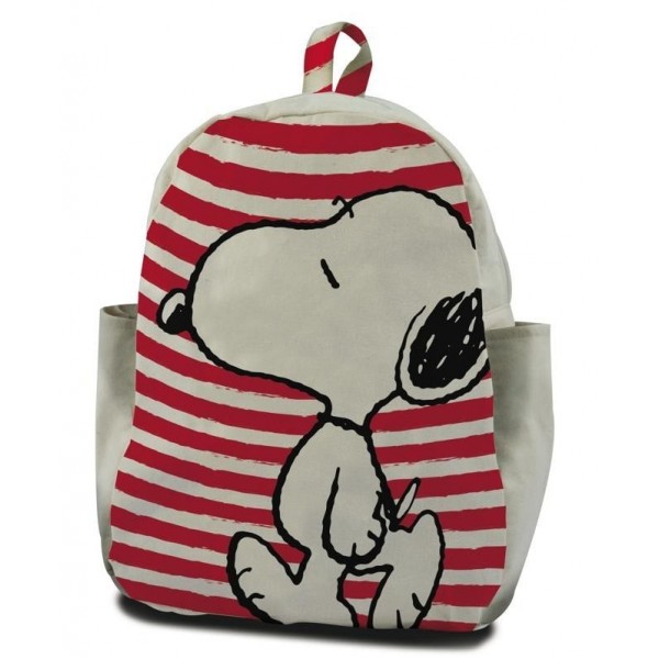 Snoopy - Rugzak - 30 cm hoog - wit met rood gestreept