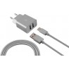 Ksix - Metalen Stopcontact met Micro USB Kabel - metaalzilver