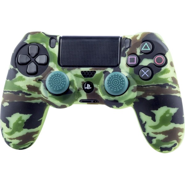 Playstation 4 - Siliconen controller skin inclusief thumbs grips - Camouflage